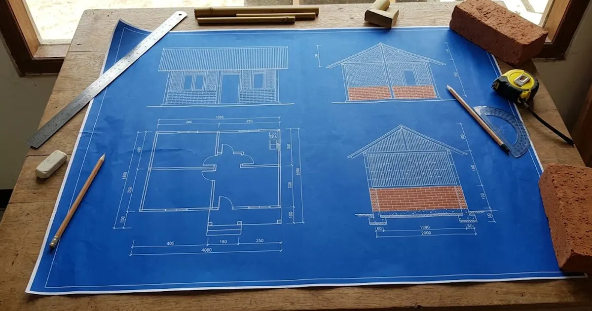 Contoh Denah dan Ukuran Rumah Bambu Setengah Bata
