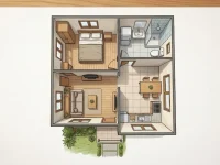 Denah Rumah 5×7 dengan 1 Kamar Tidur
