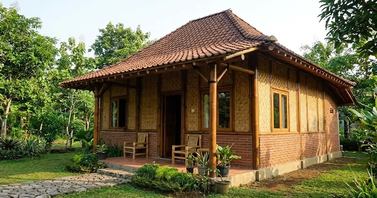 Inspirasi Model Rumah Bambu Setengah Bata