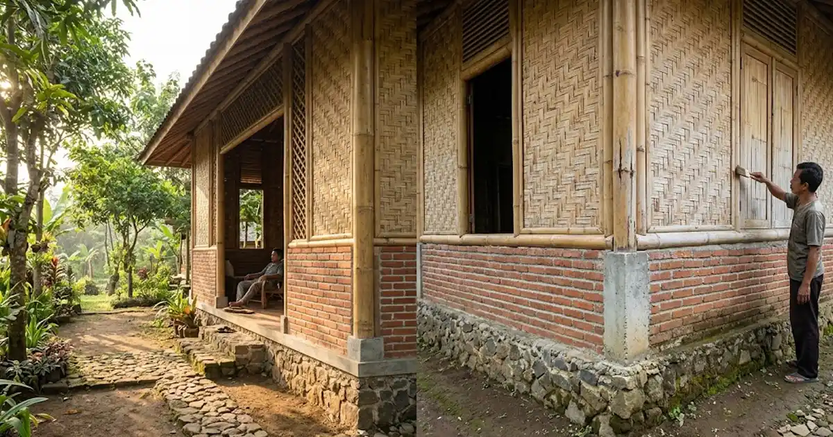 Kelebihan dan Kekurangan Rumah Bambu Setengah Bata