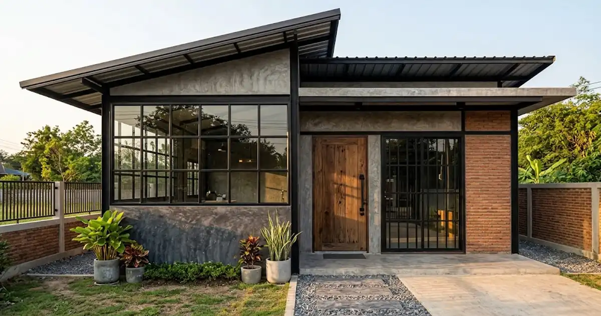 Model Rumah Tembok Setengah Badan - Model Industrial