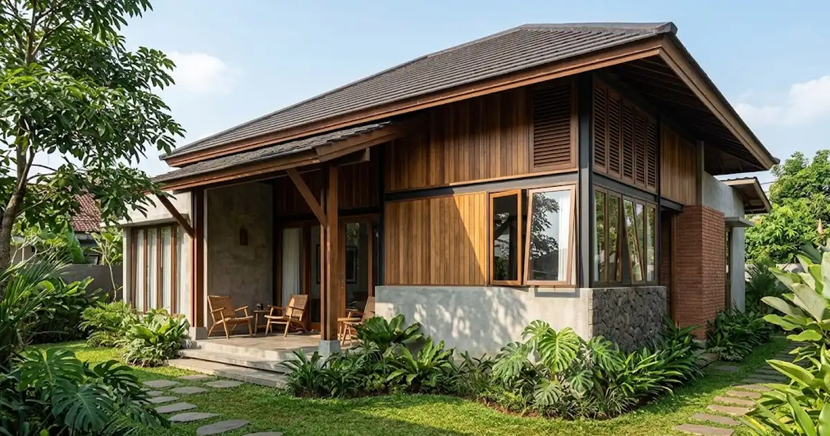 Model Rumah Tembok Setengah Badan - Model Tropis Kontemporer